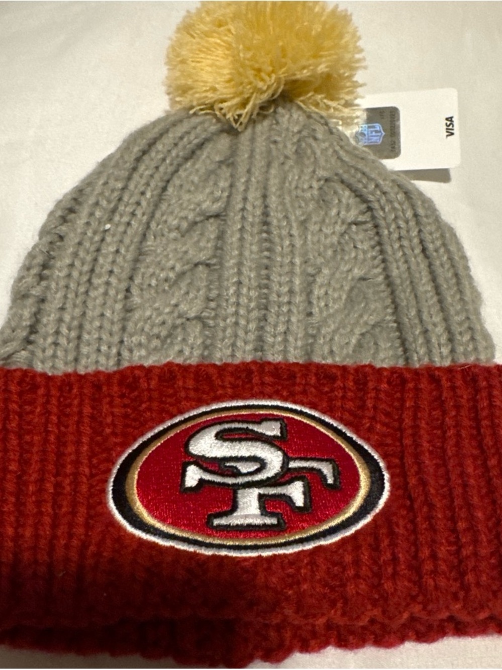 NFL San Francisco 49ers Pom Beanie - Gray, Red, Yellow